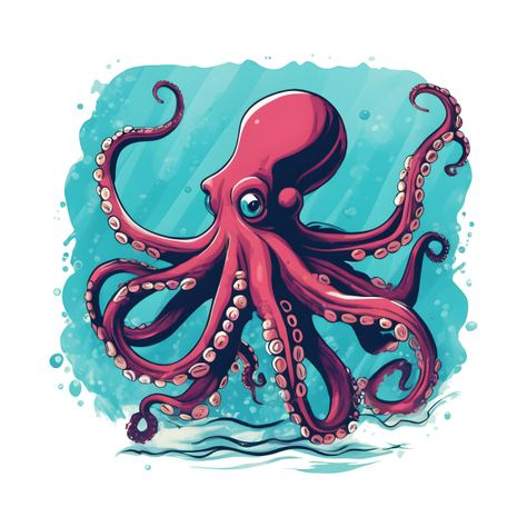 Octopus Cartoon Drawing, Octopus Illustration Graphic Design, Octopus Animation, Stylized Octopus, Octopus Character Design, Animated Octopus, Dancing Octopus, Evil Octopus, Octopus Character