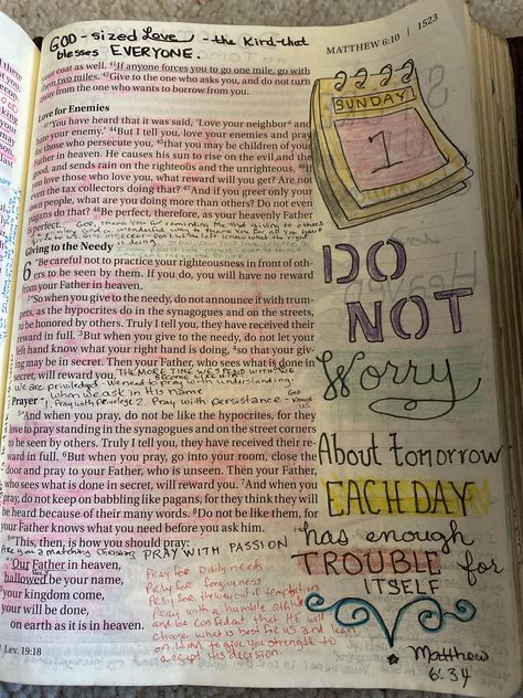 Matthew 6 Bible Notes, Matthew Journaling Bible, Matthew 3 Bible Journaling, Matthew 8 Bible Journaling, Matthew 6 Bible Journaling, Book Of Matthew Bible Journaling, Bible Journaling Matthew, Matthew 6:34, Matthew Bible Journaling