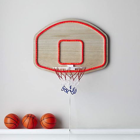 Lights4fun, Inc. Basketball Hoop Neon LED Light Up Bedroom Wall Light - - Amazon.com Bedroom Wall Light, Hoop Light, Neon Lights Bedroom, Basketball Room, Cool Stencils, Boys Room Design, Neon Wall Signs, Basketball Wall