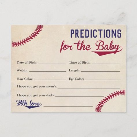 $1.95 | Baseball Themed Baby Predictions Cards Baby Shower #predictionsforbaby #predictions #babybirthstats #babypredictions #guessbaby'sbirthday #baseballbabyshower #baseballbabyshoweractivity #baseballbabypredictions #baseballpredictionsforbaby #vintagebaseballbabyshower Baseball Gender Reveal, Baseball Baby Shower Theme, Sports Baby Shower Theme, Baby Prediction Cards, Sports Baby Shower, Baby Predictions, Baby Birth Stats, Couples Baby Showers, Baby Prediction