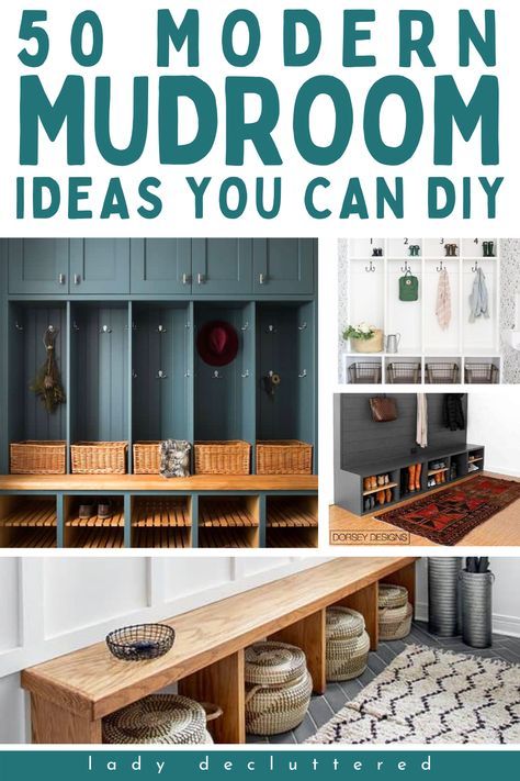 Have you always wanted a beautiful & functional mudroom in your home? Check out these 50 Mudrooms ideas you can DIY! From boho, modern, & traditional there is an inspiring idea for you on this list! Lady Decuttered | Mudroom Ideas Modern Mudroom Ideas, Mud Room Colors, Diy Mudroom Ideas, Ikea Mud Room, Modern Mudroom, Mudroom Ideas Diy, Small Mudroom Ideas, Mudroom Cubbies, Functional Mudroom