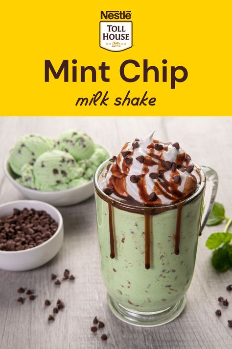 Mint Chip Milkshake, Mint Choc Chip Milkshake, Mint Chocolate Chip Ice Cream Recipe, Cuisinart Mint Chocolate Chip Ice Cream, Homemade Mint Chocolate Chip Ice Cream, Mint Chip Ice Cream, Refreshing Desserts, Milkshake Recipes, Fancy Drinks