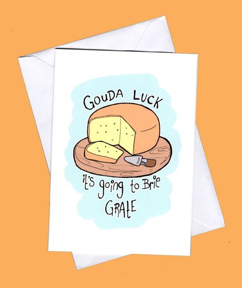 Excited to share the latest addition to my #etsy shop: Good luck card, good luck, funny good luck card, cheese punn, punny card, cheese, card, luck, best wishes, funny greeting card,pun, puns https://etsy.me/2F6Inau Funny Good Luck Cards, Good Luck Puns, Good Luck Card Ideas, Good Luck Funny, Quirky Sayings, Cheesy Puns, Paper Letters, Punny Jokes, Punny Valentines