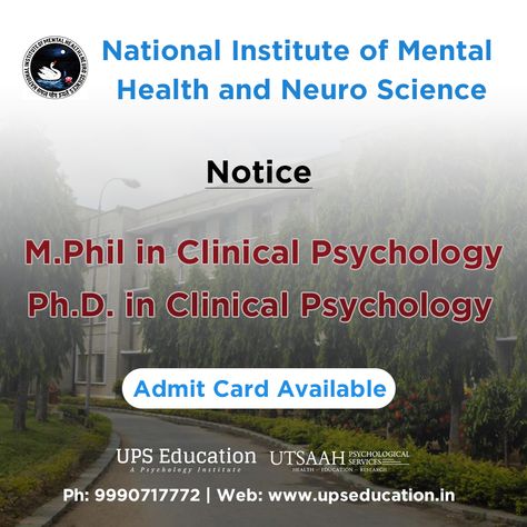 Nimhans Bangalore, I Am Manifesting, Clinical Psychology, Date And Time, Clinical Psychologist, Health Education, Psychologist, Bangalore, Psychology