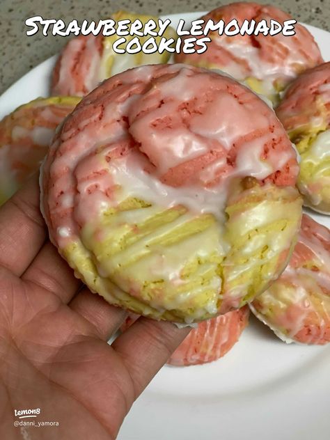 Strawberry lemonade cookies | Gallery posted by Dannipooh💕 | Lemon8 Strawberry Lemonade Cookies, Lemonade Cookies, Cookies From Scratch, Strawberry Cake Mix, Lemon Cake Mixes, Strawberry Lemonade, Lemon Cake, Strawberry Cake, Lemonade