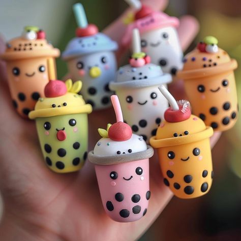 My Images Clay Bubble Tea, Clay Art Charms, Craft With Clay Ideas, Clay Charm Ideas Easy, Superclay Craft, Polymer Clay Charm Ideas, Super Clay Craft, Magic Clay Ideas, Kawaii Clay Ideas