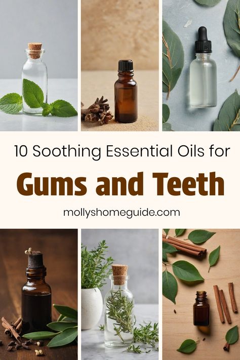 Explore the benefits of essential oils for gums and teeth with our natural remedies. Discover how Clove oil, Tea tree oil, Aloe vera, Eucalyptus, Cinnamon, Frankincense, Yarrow, and coconut oil can support healthy oral care. Whether you're looking to address gum disease or improve gum health, incorporating these best essential oils can help maintain optimal oral health. Enhance your oral care routine with mouthwash recipes for healthy gums and teeth. Essential Oils For Tooth Infection, Mouth Rinse For Gums, Essential Oils For Teeth And Gums, Essential Oils For Receding Gums, Diy Mouthwash Recipes, Essential Oils Tooth Abcess, Tea Tree Oil Mouthwash, How To Strengthen Teeth And Gums, Gum Health Remedies Natural Treatments