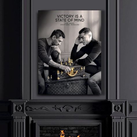 Messi And Ronaldo Chess, Messi Room, Ronaldo Room Decor, Messi And Ronaldo Poster, Soccer Room, Soccer Wall Art, Messi And Ronaldo, Football Wall Art, Football Wall