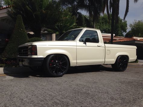 1989 WHITE PEARL FORD RANGER 302 SUPERCHARGED 1992 Ford Ranger, Stanced Trucks, Old Ford Pickups, Ford Bronco 2, Lowrider Trucks, Ford Ranger Truck, Biker Tattoos, Shop Truck, Toyota Venza