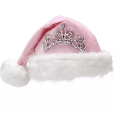 Pink Santa Hat, Girly Winter, Santa Hat Png, Crown Png, Hat Png, Winter Princess, Snowflake Cookies, Pink Santa, Pink Xmas