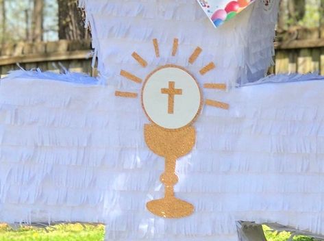 Tnt Pinata, Gold Chalice, Gender Reveal Pinata, Pinata Stick, First Communion Decorations, Communion Decorations, First Communion Party, Cinderella Birthday, Communion Party