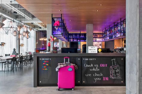 Design hotel in Copenhagen, surprisingly affordable - Moxy Hotels Moxy Hotel, Copenhagen Hotel, Hotel Bar, Design Hotel, Hotels Design, View Image, Check In, The Bar, Copenhagen