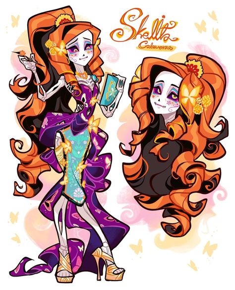 Poppy O Hair, Monster High Redesign, Skelita Calaveras, Monster High Fanart, Monster High Oc, Howleen Wolf, Monster High Stuff, Arte Monster High, Mexican Skull