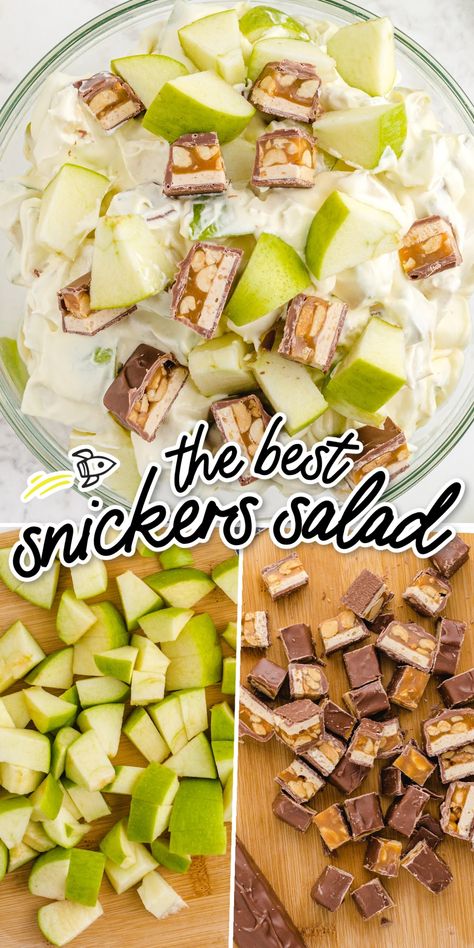 Candy Bar Salad, Dessert Salad Recipes, Caramel Apple Salad, Snicker Apple Salad, Snickers Salad, Snickers Candy Bar, Snickers Candy, Apple Salad Recipes, Bake Easy