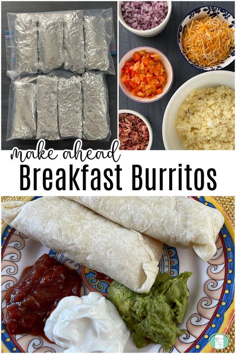 Breakfast Burritos - Freezer Meals 101 Freezing Breakfast Burritos, How To Freeze Breakfast Burritos, Make Ahead Burritos Frozen, Freezer Burritos Chicken, Breakfast Burritos Freezer, Frozen Breakfast Burritos, Freezable Breakfast Burritos, Burritos Freezer, Freezable Breakfast