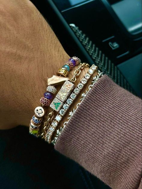 Stacked Jewelry Men, Aesthetic Jewelry Men, Men Jewelry Aesthetic, Mens Jewelry Aesthetic, Bead Friendship Bracelets, Jdm Racing, Streetwear Jewelry, Dope Jewelry Accessories, Nostalgia Aesthetic