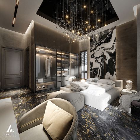 Huge Bedroom Luxury Aesthetic, Big Bedroom Ideas Aesthetic Luxury, Mansion Luxury Bedroom, Modern Bedrooms Luxury, Big Room Ideas Bedrooms Luxury, Huge Luxury Bedroom, Luxury Penthouse Bedroom Master Suite, Modern Luxury Small Bedroom, Huge Rooms Bedrooms