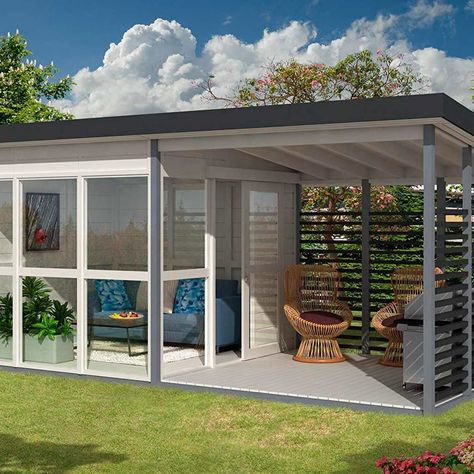 Backyard Guest Houses, Studio Cabin, Cabin Kits, Diy Shed, Building A Shed, Garden Office, Shed Plans, Shed Storage, Storage Shed