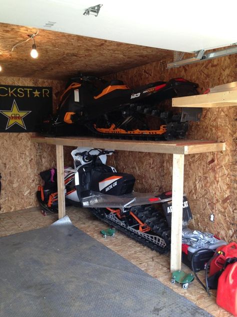 Snowmobile Storage, Motorcycle Storage Shed, Pole Barn Garage, Motorcycle Storage, Pallet Shed, Atv Trailers, Auto Shop, Barn Garage, Shop Buildings