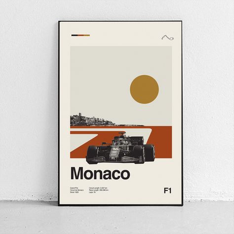 Sandgrain Studio, F1 Poster Design, F1 Monaco, Different Kinds Of Art, F1 Poster, Nordic Decor, Cool Wallpapers Art, Gallery Wall Set, Vintage Racing