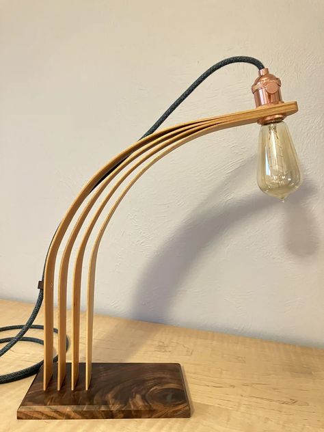 Bent Lamination Lamp : 5 Steps (with Pictures) - Instructables Bent Lamination, Bent Wood Projects, Led Wood Lamp, Laser Cut Lamp, Bent Wood Lamp, Cnc Lamp Wood Lighting Design, Lazer Cut Wood Lamp, Power Sander, Coping Saw