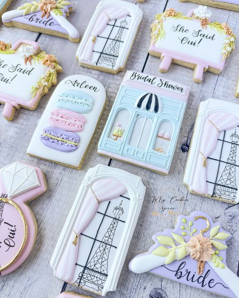 I hope 2024 is starting well for you! . Window design by amazing @thecookiegallery 🥰 . . . . . . #mycookiespace #lacookies #labaker #lasweets #ladesserts #latreats #lapartyfavor #losangelescookies #losangelescustomcookies #customcookieslosangeles #losangelesparty #losangelespartyfavors #partyfavorslosangeles #decoratedcookieslosangeles #sugarcookieslosangeles #fyp #foryoupage #foryourpage❤️ #paris #parisfrance #shesaidoui #engaged #engagement #engagementparty #engagementpartycookies #engageme... Bridgerton Bridal Shower Cookies, Paris Theme Cookies Birthday, Paris Themed Macarons, Paris Themed Cookies Royal Icing, Laduree Favors, Engagement Party Cookies, Paris Cookies, Bridesmaid Cookies, Paris Themed Cakes