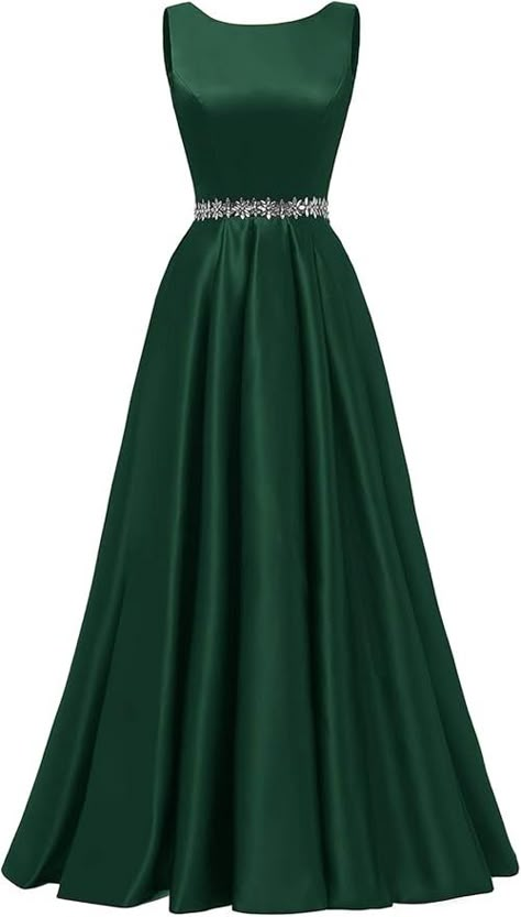 2025 Prom Dresses, Forest Green Ball Gown, Basic Prom Dress, Green Gown Elegant, Slytherin Prom Dress, Prom Dresses 2025, Green Colour Dress, Slytherin Dresses, Forest Green Prom Dress