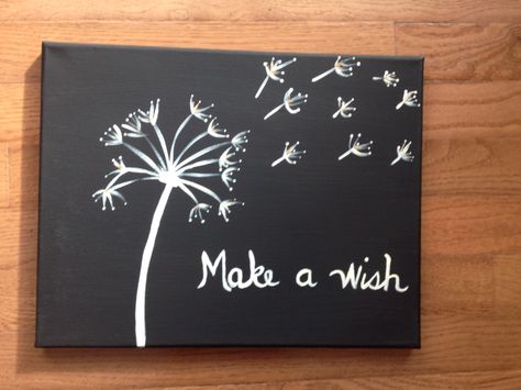 Dandelion painting Paint Dandelion, Painting Dandelions Acrylic, Painting Dandelions Simple, Dandelion Mural, Dandilion Wall Art, Dandelion Painting, Make A Wish, Chalkboard Quotes, Chalkboard