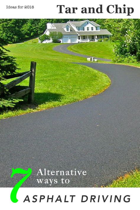 This type of driveway can be installed right on top of the current driveway that is in fairly good condition. #AlternativesWaysToAsphaltDriving #TarAndChipDriveway #AsphaltSubstitute Long Asphalt Driveway Ideas, Long Paved Driveway, Recycled Asphalt Driveway, Hamptons Renovation, Tar And Chip Driveway, Australian House Plans, Blacktop Driveway, Driveway Materials, Beautiful Driveways