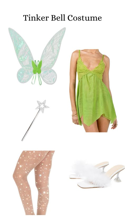 Cute Halloween Costume #halloween #halloweencostume #tinkerbell #tinkerbellcostume #halloweenideas Diy Tinkerbell Costume, Tinkerbell Halloween Costume, Bell Costume, Belle Halloween, Fairy Costume Diy, Tinkerbell Costume, Cute Halloween Costume, Tinker Bell Costume, Halloween Costumes For Teens Girls