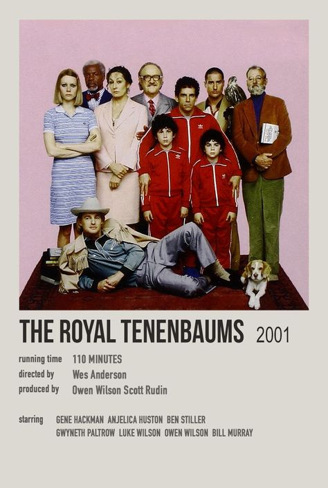 wes anderson Royal Tenenbaums, Film Recommendations, Ben Stiller, Anjelica Huston, The Royal Tenenbaums, Owen Wilson, Polaroid Poster, Movie Poster Wall, Bill Murray