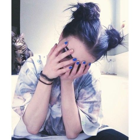 0 Space Buns, Scene Hair, Buns, A Woman, Hairstyles, Hair, Blue