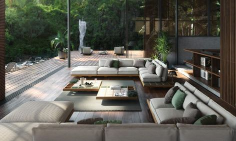 Tropical Concrete - Royal Botania - Indulge in finesse Outdoor Furniture Inspiration, Royal Botania, Low Chair, Luxury Outdoor Furniture, Wooden Tile, Outdoor Lounge Set, Outdoor Furniture Collections, Arne Jacobsen, Outdoor Lounge