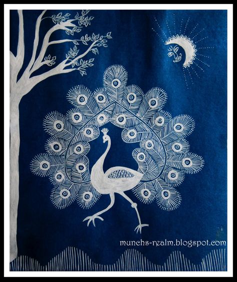 Warli Art: Crafts,Music & Cooking: Warli Peacock Warali Drawings, Warli Peacock, Warli Designs, Interior House Painting, Warli Paintings, Interior Painting Ideas, Worli Painting, Warli Painting, Warli Art