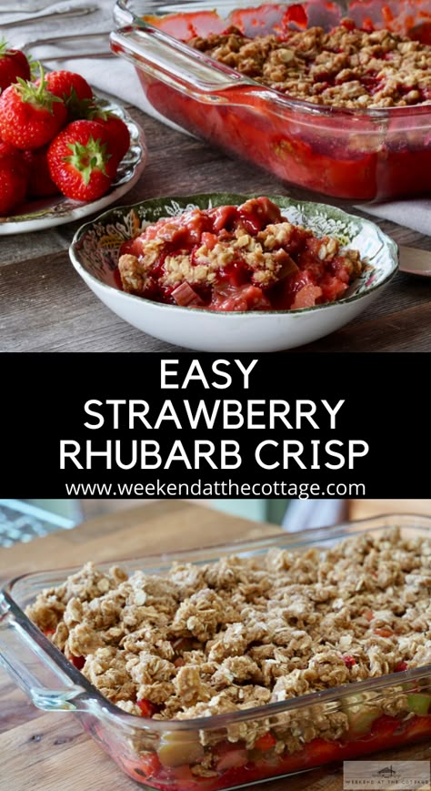 Rhubarb Desserts Recipes, Strawberry Rhubarb Recipes, Rhubarb Recipes Crisp, Rhubarb Strawberry, Easy Summer Dessert, Strawberry Crisp, Strawberry Rhubarb Crisp, Rhubarb Desserts, Recipes Savory