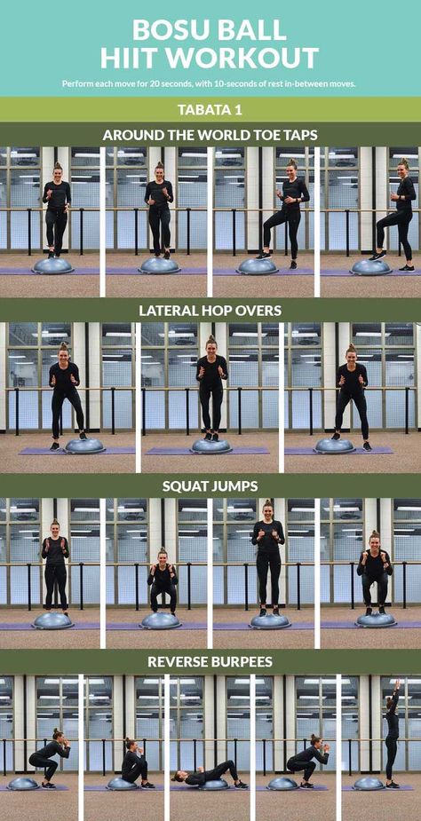 Bosu Ball HIIT Workout: Mix up your workout routine with this high intensity interval training! Bosu Ball Workout, Bosu Workout, Hiit Workout Routine, Workout Hiit, Cardio Yoga, Bosu Ball, Treadmill Workouts, Hiit Training, Workout Plan Gym