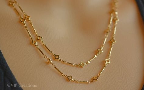 Double Gold Chain, Chains Design, Necklaces Simple, Long Gold Necklace, Neck Pieces Jewelry, Diy Bowl, Necklace Everyday, Fancy Design, Gold Mangalsutra Designs