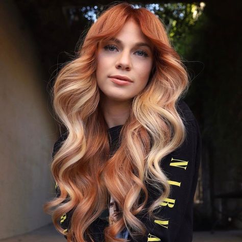 Peaches and Cream Hair Color Is the Gorgeous New Way to Be a Redhead in 2021 | Allure Red Hair Trends, Reverse Balayage, Halloweenský Makeup, Red Blonde Hair, Ginger Hair Color, Red To Blonde, Spring Hairstyles, Red Hair Color, Hair Inspiration Color