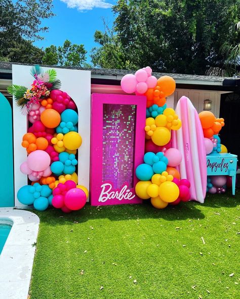 Barbie Birthday Party Ideas | Photo 2 of 25 | Catch My Party Barbie Malibu Birthday Party, Malibu Barbie Party, Malibu Barbie Birthday Party, Cheer Homecoming, Barbie Birthday Party Ideas, Barbie Pool, Barbie Pool Party, Beach Barbie, Barbie Malibu