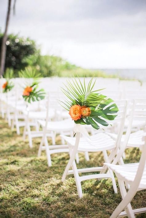 18 Wonderful Tropical Wedding Decor Ideas ❤ tropical wedding decor0wgite chair decor Hunter RyanPhoto #weddingforward #wedding #bride Tropical Wedding Theme, Beach Wedding Decorations Reception, Tropical Wedding Decor, Tropical Wedding Inspiration, Rustic Wedding Decorations, Tropical Orange, Tropical Beach Wedding, Tropical Wedding Flowers, Fiesta Tropical