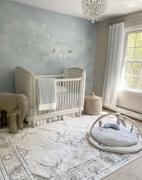 Cloud Nursery Boy, Boy Nursery Inspiration, Baby Boy Nursery Ideas, Boy Nursery Ideas, Nursery Inspiration Boy, Cozy Baby Room, Cloud Nursery, Clouds Nursery, Baby Room Themes