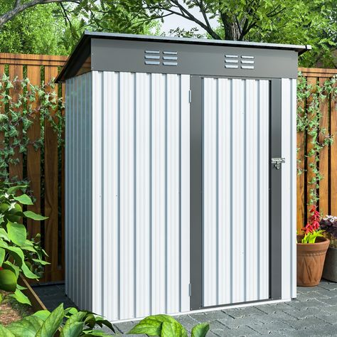 Description: This 5ft x 3ft garden storage shed is the ideal storage solution for small gardens or areas with limited space. It has the perfect size for storing bicycles, lawnmowers, barbeques and garden tools. Tool Storage Shed, Outdoor Tool Storage, Outdoor Storage Shed, Steel Sheds, Metal Storage Sheds, Garden Storage Shed, Patio Storage, Garden Tool Storage, Metal Shed