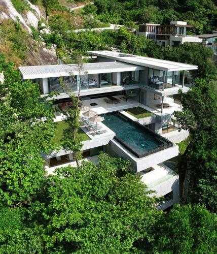 Villa Amanzi / Original Vision    Architects: Original Vision Ltd    Location: Kamala beach, Phuket, Thailand    Project year: 2008 House On The Rock, Pool Design, Design Case, Luxury Villa, Amazing Architecture, Phuket, Interior Architecture Design, My Dream Home, Future House