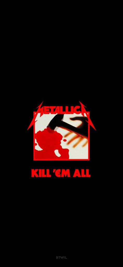 Full-length: Metallica - Kill 'Em All (1983) Metallica Album Covers, Metallica Albums, Ipad Mini Wallpaper, Metallica Logo, Plain Wallpaper Iphone, Metallica Art, Rock Album Covers, Hip Hop Poster, Rock Band Posters