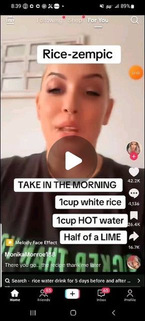 Derick Thomas on Instagram: "The rice water diet drink that's helping people lose weight fast. Here is the Recipe" Rice Loophole Drink, Rice Water Drink, Rice Hack Diet Recipe Dr Oz, Rice Drink Diet Recipe, Rice Water Weight Hack, Rice Hack Diet, Flaxseed Water, Rice Hack, Rice Water Recipe