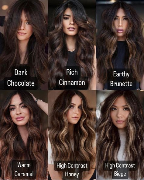 Temporary Highlights For Black Hair, Money Pieces For Black Hair, Balayage Hair Color For Black Hair, Brunette Hair Tones, Fall Hair Tones, Dark Brunette Hair With Caramel Highlights, Edgy Brown Hair Color, Boho Haircolor, Latina Balayage