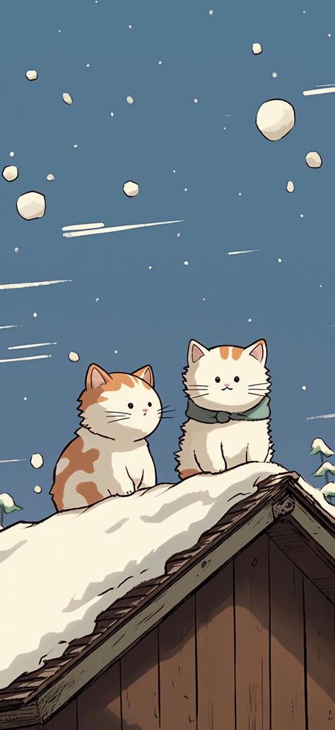 Calico Cat Wallpaper, Cat Phone Wallpaper, Cute Home Screen Wallpaper, Sky Art Painting, Illustration Wallpaper, Wallpapers For Mobile Phones, Cute Blue Wallpaper, Cute Mobile Wallpapers, Cute Animal Clipart