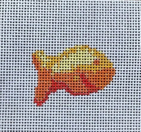 Small Needlepoint Patterns, Easy Needlepoint Patterns, Free Needlepoint Patterns, Needlepoint Patterns Free, Fish Cross Stitch, Goldfish Snack, Needlepoint Projects, Cross Stitch Tutorial, Needlepoint Ideas