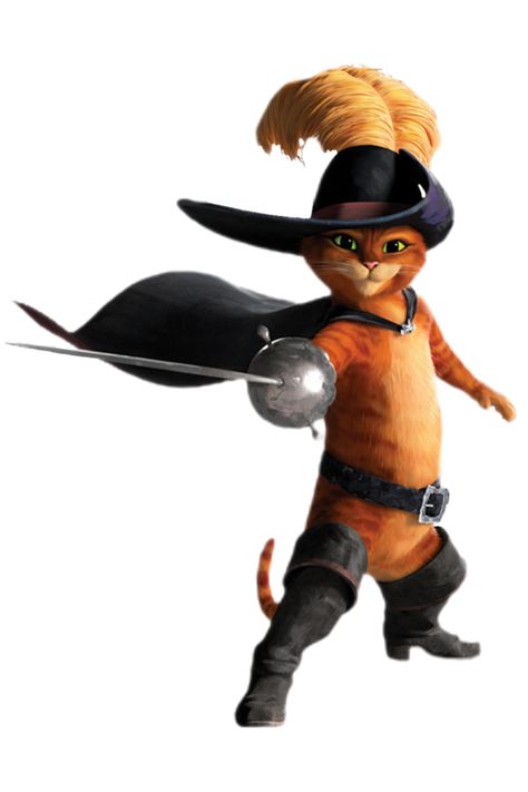 Puss in Boots: A swashbuckling cat with a love for adventure and swordsmanship. Puss in Boots uses his wit, charm, and sword-fighting skills to help his friends and get out of tricky situations. He's a hero with a touch of mischievousness. Cat Boots, The Last Wish, Cat Talk, Striped Cat, Fairy Tale Characters, Dreamworks Animation, Pinturas Disney, Shrek, Movie Characters