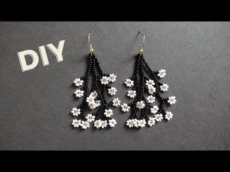 How to make twigs with flowers earrings, beaded earrings handmade - YouTube Beaded Earrings Flower, Beaded Flowers Patterns Tutorials, How To Make Beaded Earrings Tutorials, Bead Earrings Patterns, Make Beaded Earrings, Flower Beaded Earrings, Diy Earrings Dangle, Beaded Flower Earrings, Seed Bead Tutorials